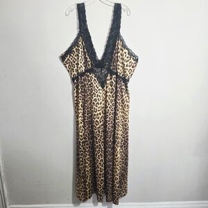 Leopard Print Lace Trim Dress